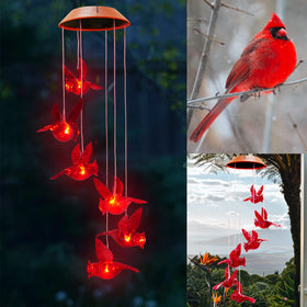 cnstorm Cardinal solar wind chimes outdoor red bird light enhances daytime and night ambience