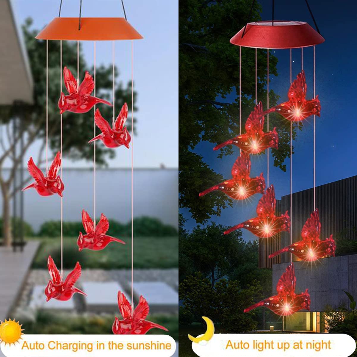 cnstorm Cardinal wind chimes IP65 waterproof design withstands rain and frost