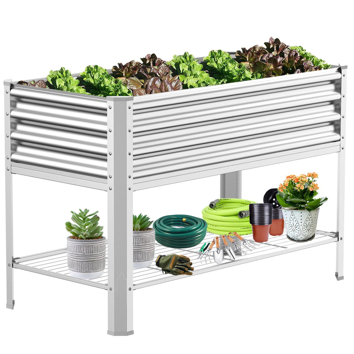 COATTOA raised garden bed with legs, showing sturdy galvanized frame for durable outdoor gardening.