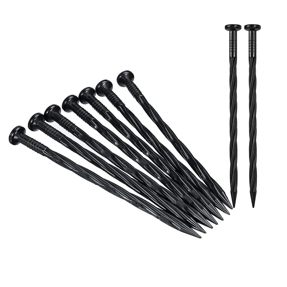 COBARYEN 8-inch spiral landscape spike in soil secures lawn edges.