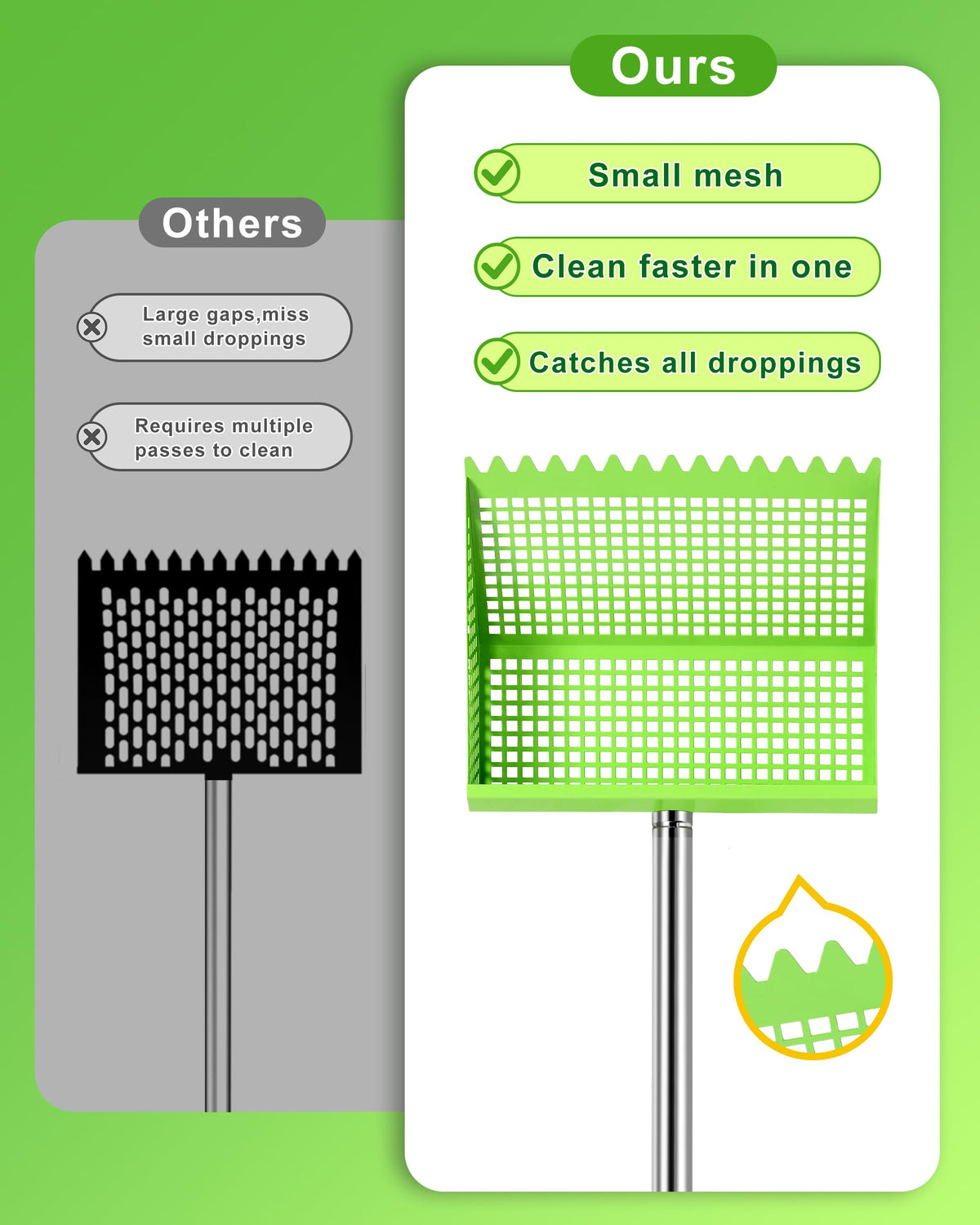 COBERSY 2-in-1 rake and sifting design streamlines waste removal.