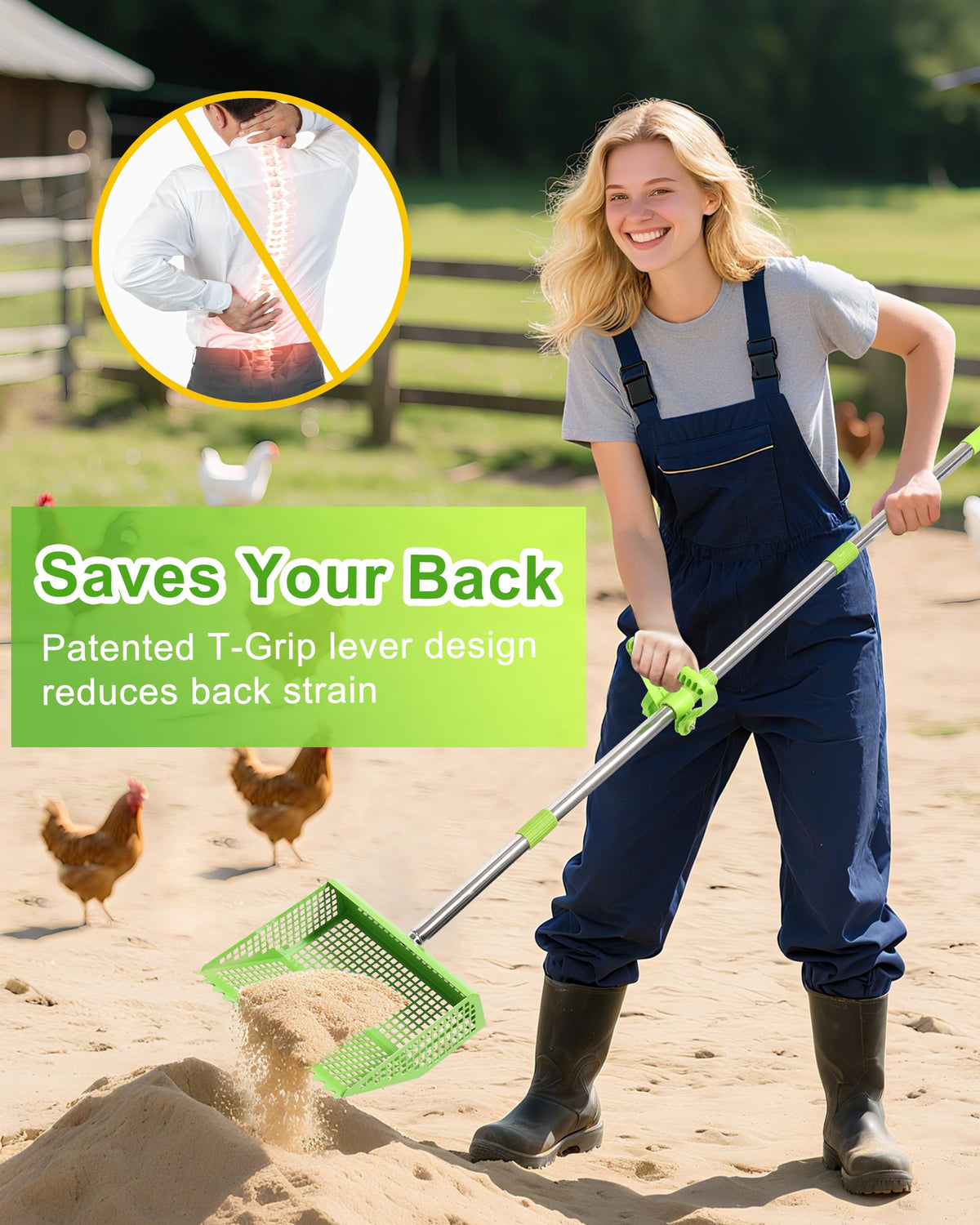 COBERSY patented T-Grip lever reduces back strain during use.