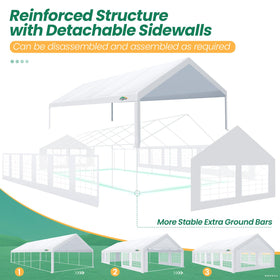COBIZI 20x40 frame detail shows rust-resistant galvanized structure.