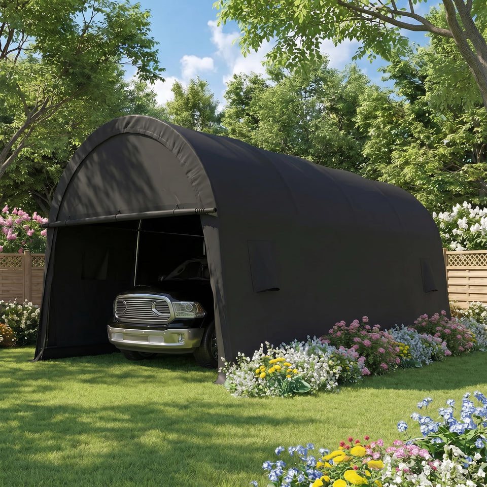 COBIZI carport 12x20 frame demonstrates rugged galvanized steel for durable outdoor protection.