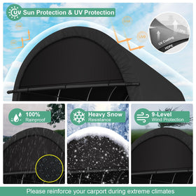 COBIZI carport-waterproof-cover keeps belongings dry during rain and snow.