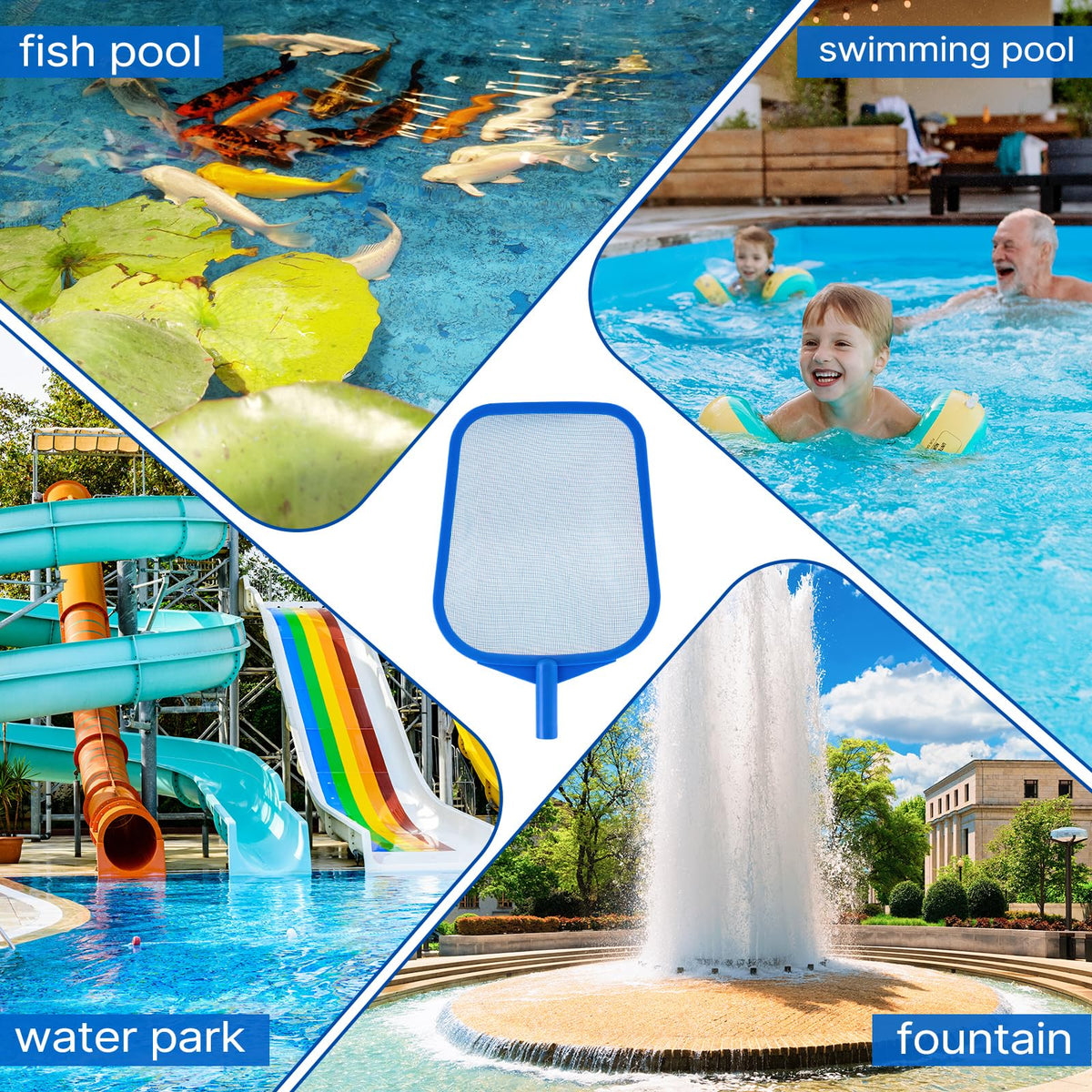 Coclothy pool net debris-collection clears leaves and grass from water.