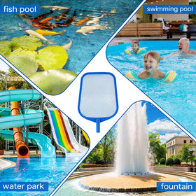 Coclothy pool net debris-collection clears leaves and grass from water.