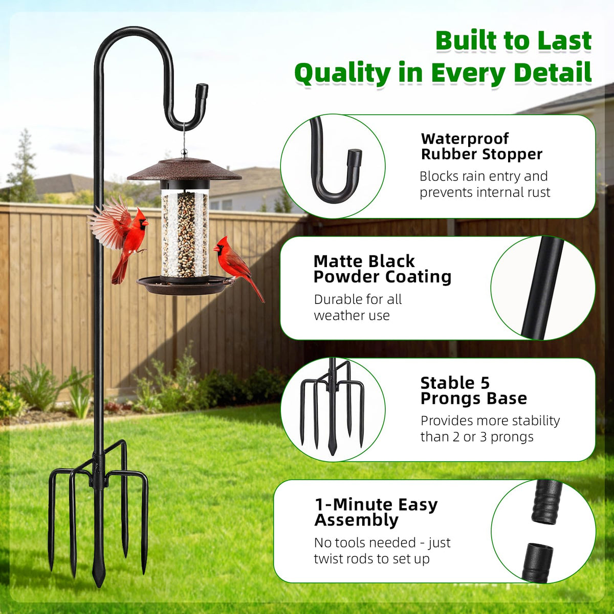 COCONUT five-prong base provides compact stability on varied soils.