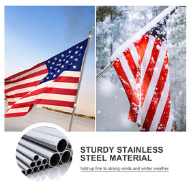 COCONUT 4-section flag pole enables quick setup and compact storage.