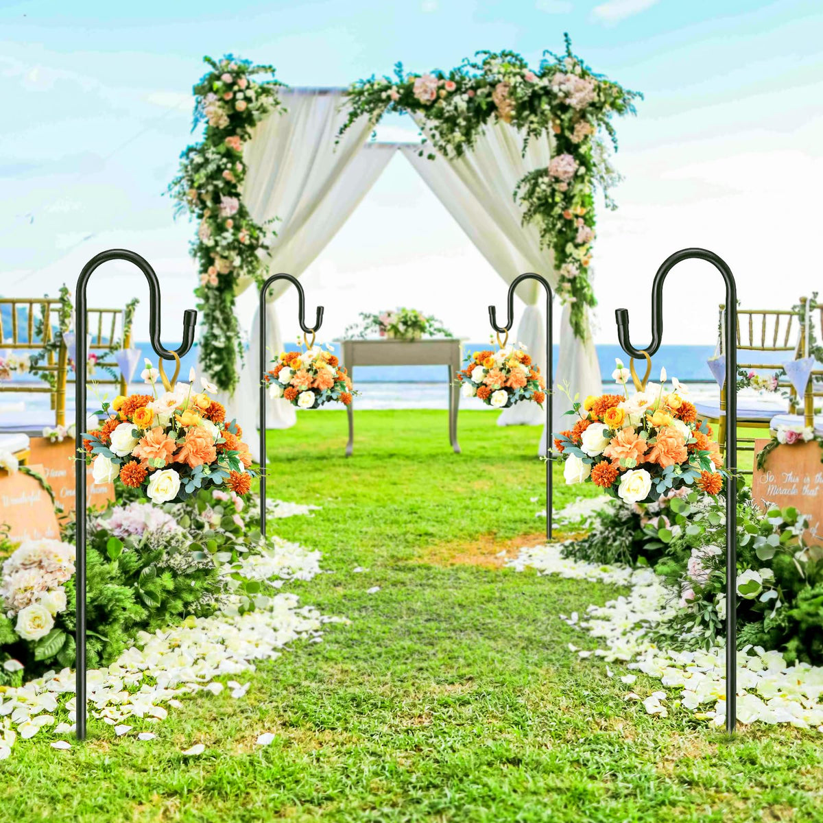 COCONUT garden hook withstands wind and seasons for dependable outdoor use.