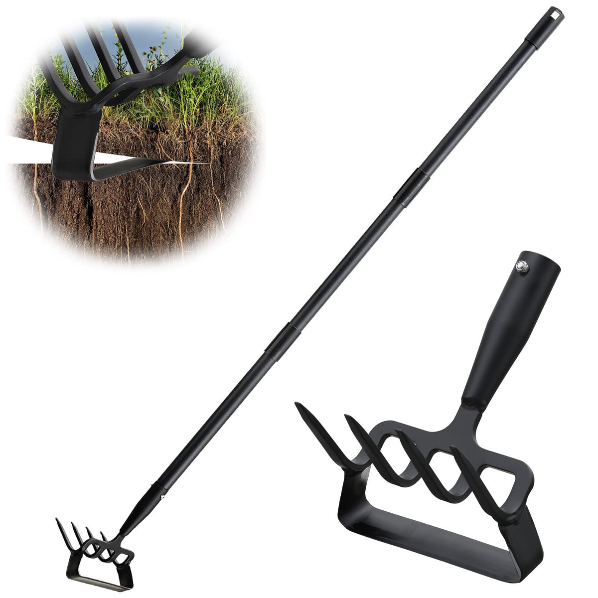 COCONUT garden hoe with 62 inch handle ready for deep weeding around seedlings