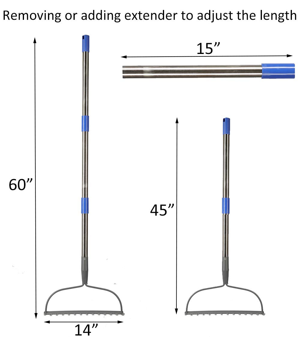 COCONUT Rake showing stainless steel handle and simple assembly design