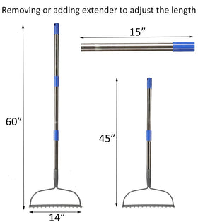 COCONUT Rake showing stainless steel handle and simple assembly design