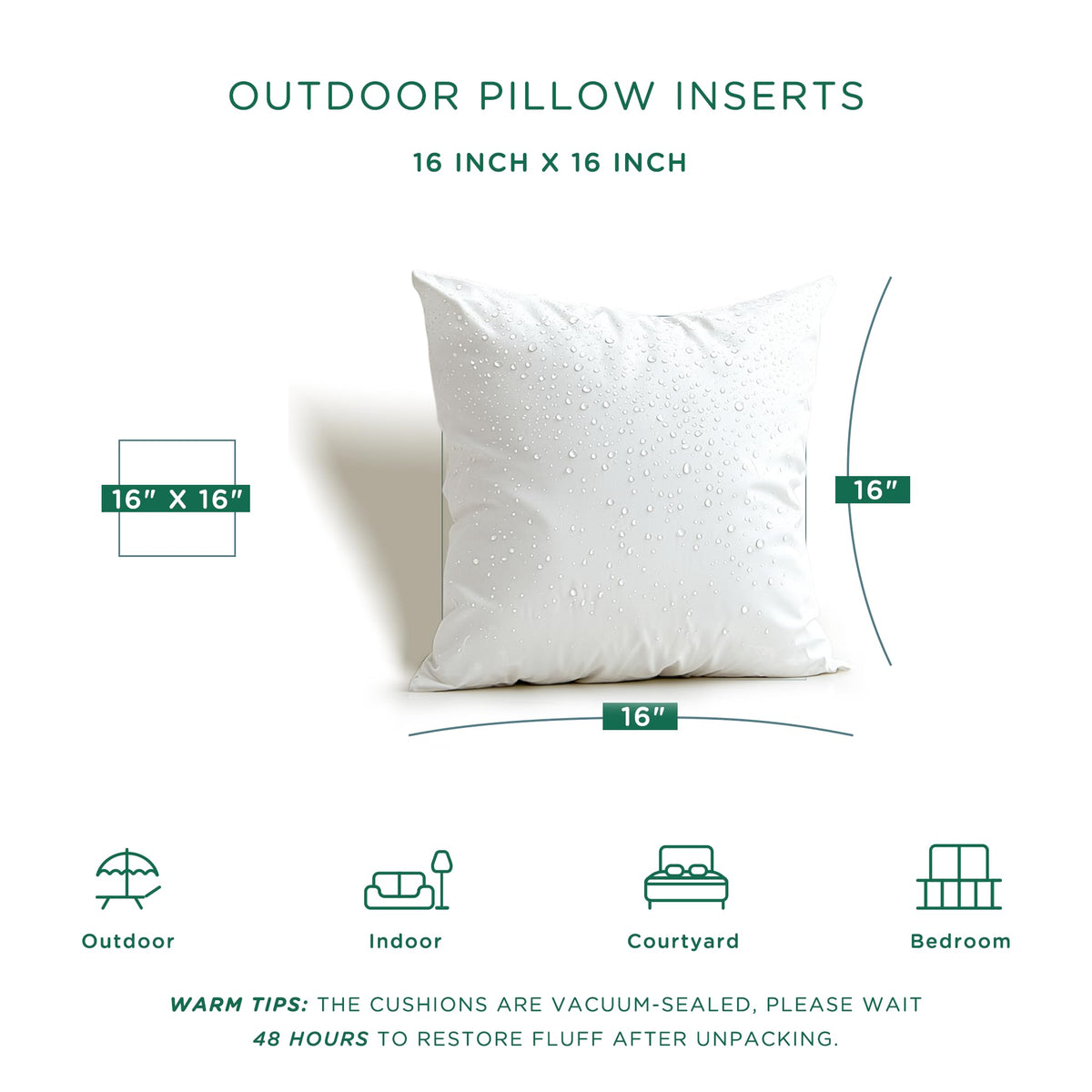 Codi 16x16 pillow inserts with premium microfiber fill for comfortable seating
