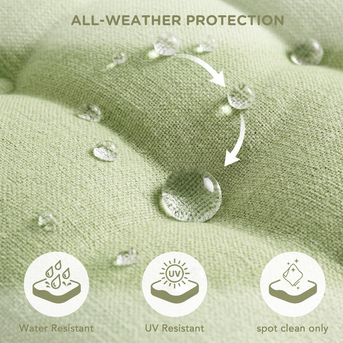 Codi cushion fabric close-up shows easy-care material for outdoors.