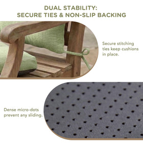 Codi sage rocking chair cushion fitment demonstrates snug attachment.