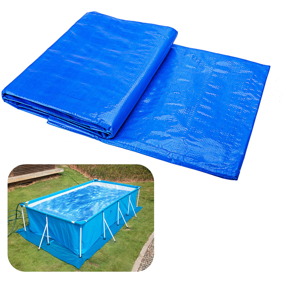 Codree 11x7.8 ft pool ground cloth rectangular underlay protects above-ground pools