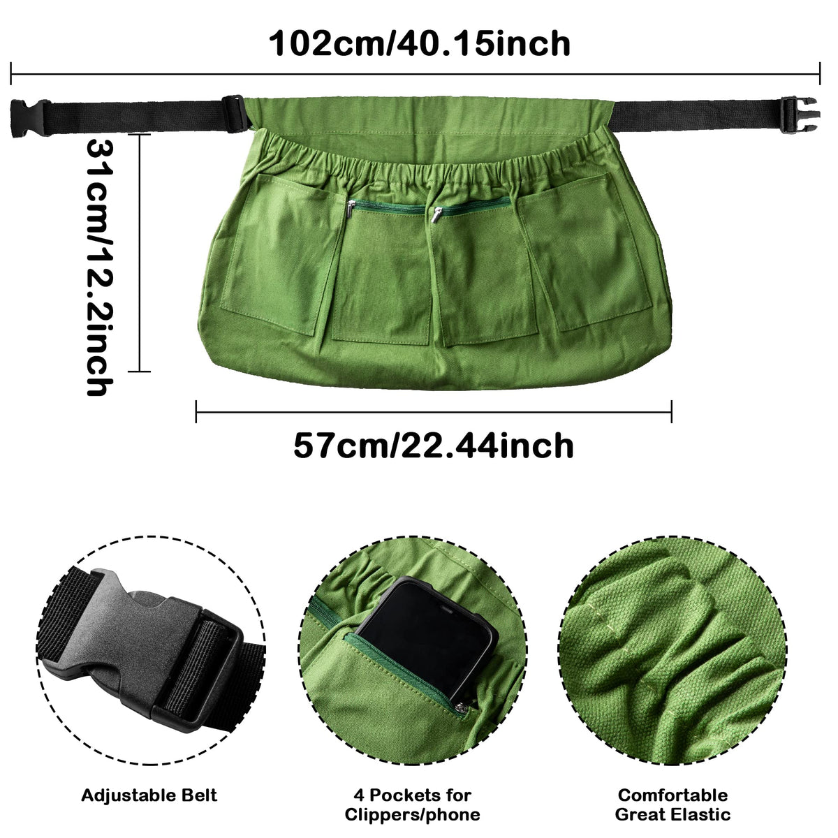 Codree harvest apron with adjustable waist for a secure, comfortable fit.