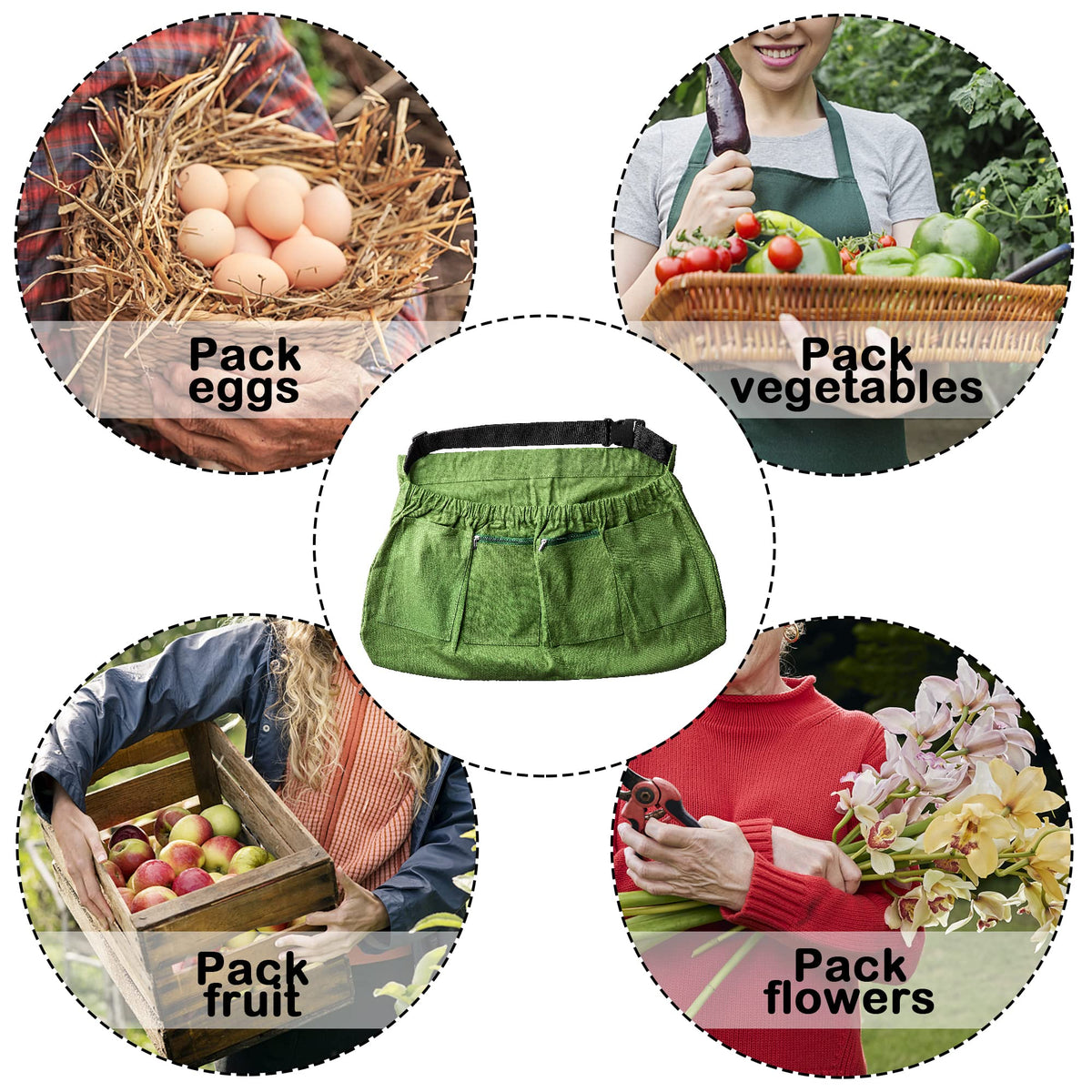Codree harvest apron features four pockets with zipper to keep tools safe.