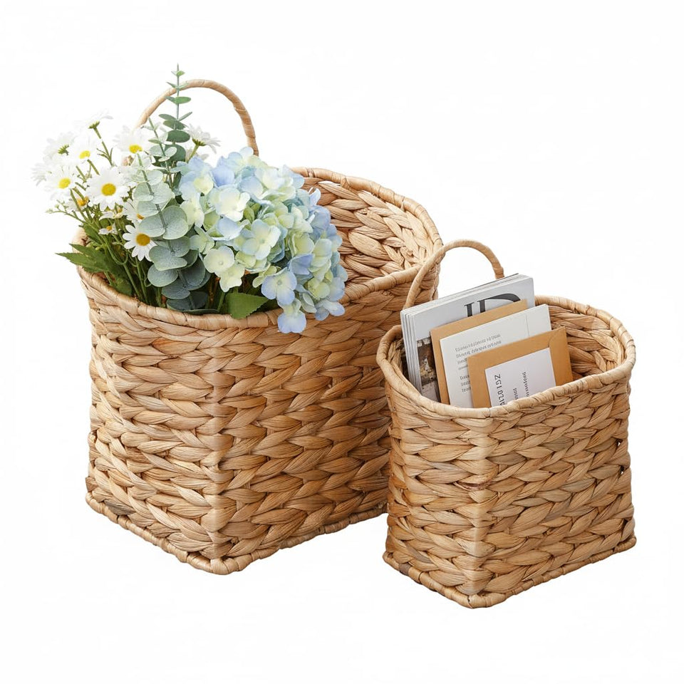 Coeusy wicker hanging basket wall mount for stylish storage and display