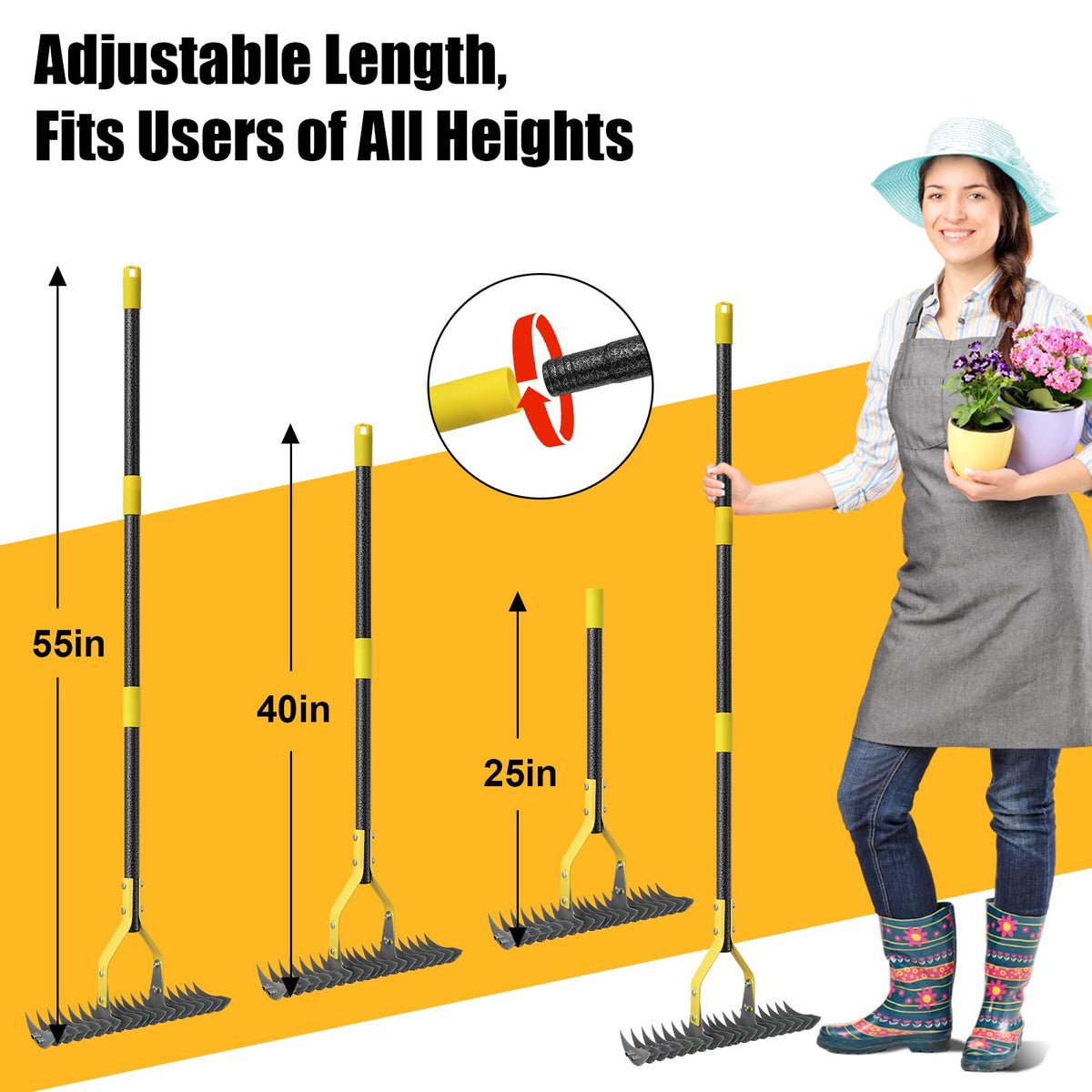 Cogardenshower 55-inch handle enhances comfort for extended use