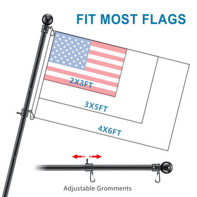 Cogardenshower adjustable-length flagpole adapts from 1.3 to 5 feet.