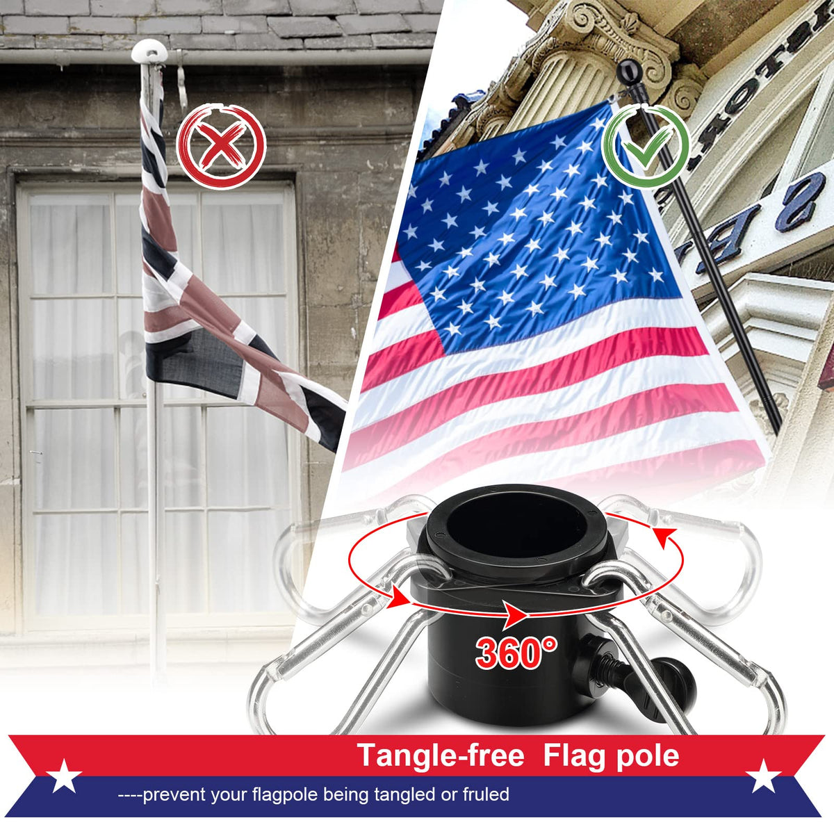 Cogardenshower flag pole bracket two-position for horizontal or angled display