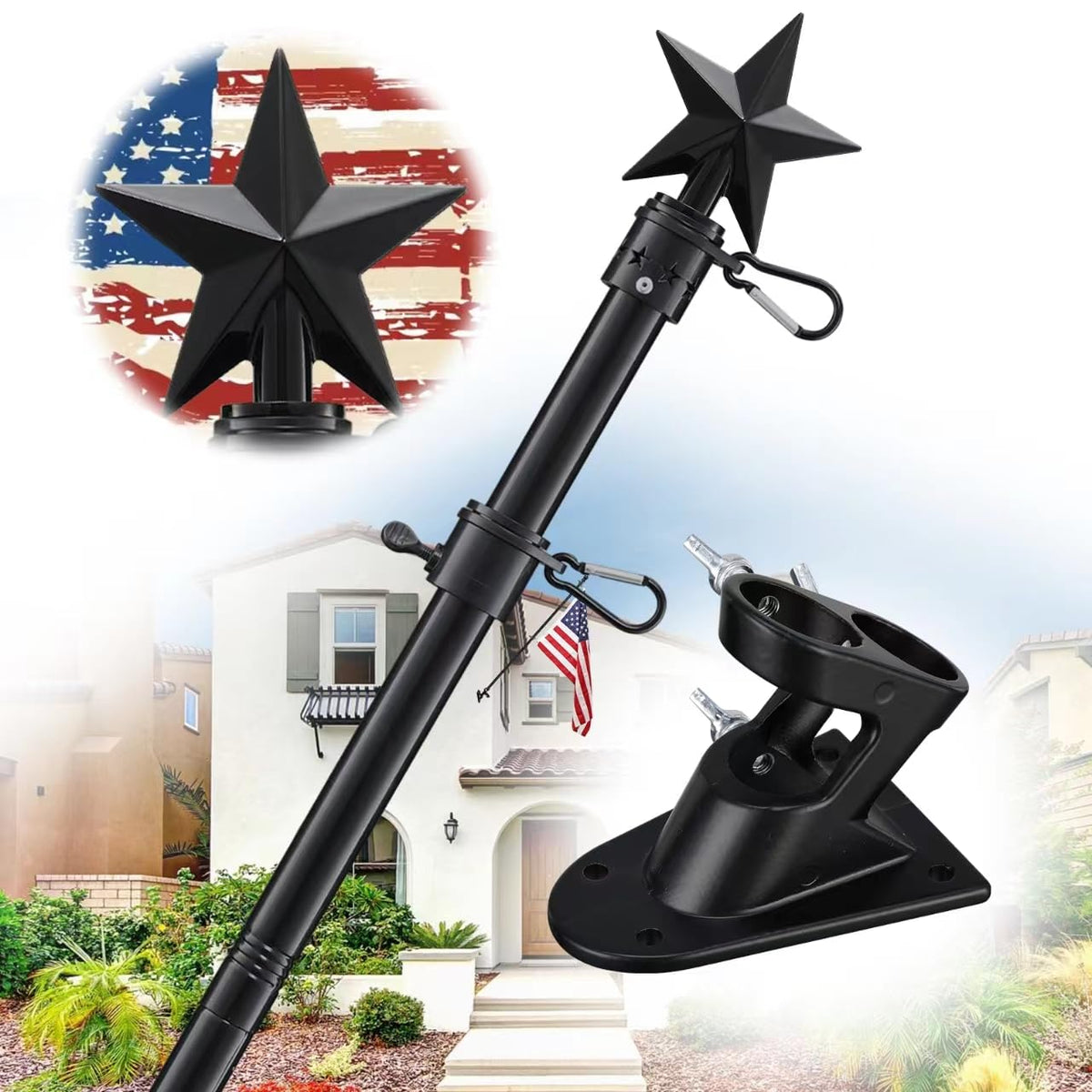 Cogardenshower outdoor flag pole holder ready for porch installation.