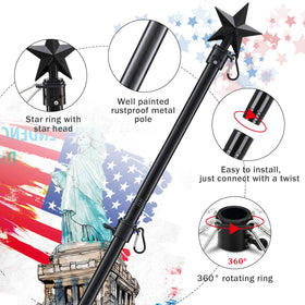 Cogardenshower porch setup showcases a tidy, secure flag display.