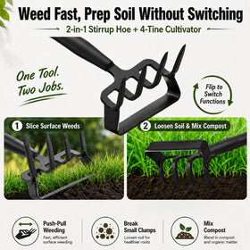 Cogardenshower garden hoe four-tine cultivator for soil loosening