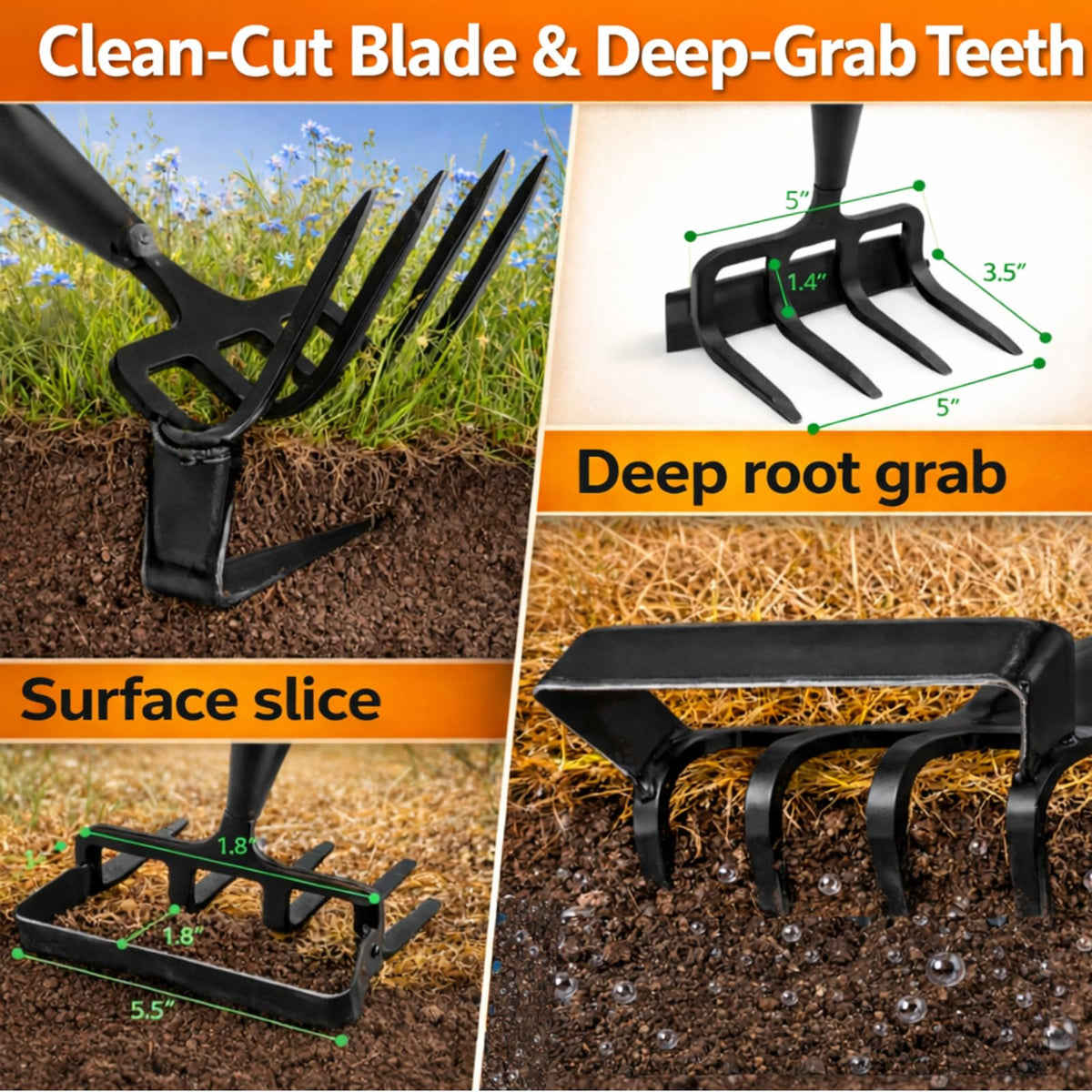 Cogardenshower suitable for loose to medium soil in beds