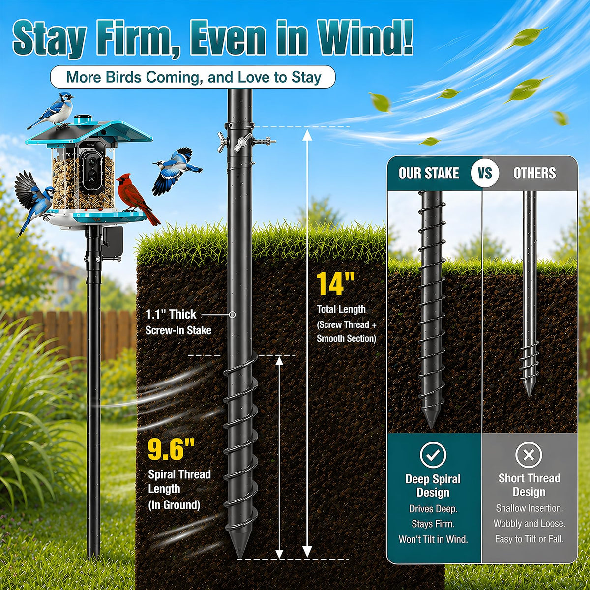 Cogardenshower 117-inch height adjustable pole for versatile bird housing setups