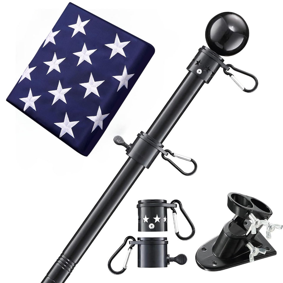 Cogardenshower house flag pole assembly with 3x5 American flag for outdoor decor