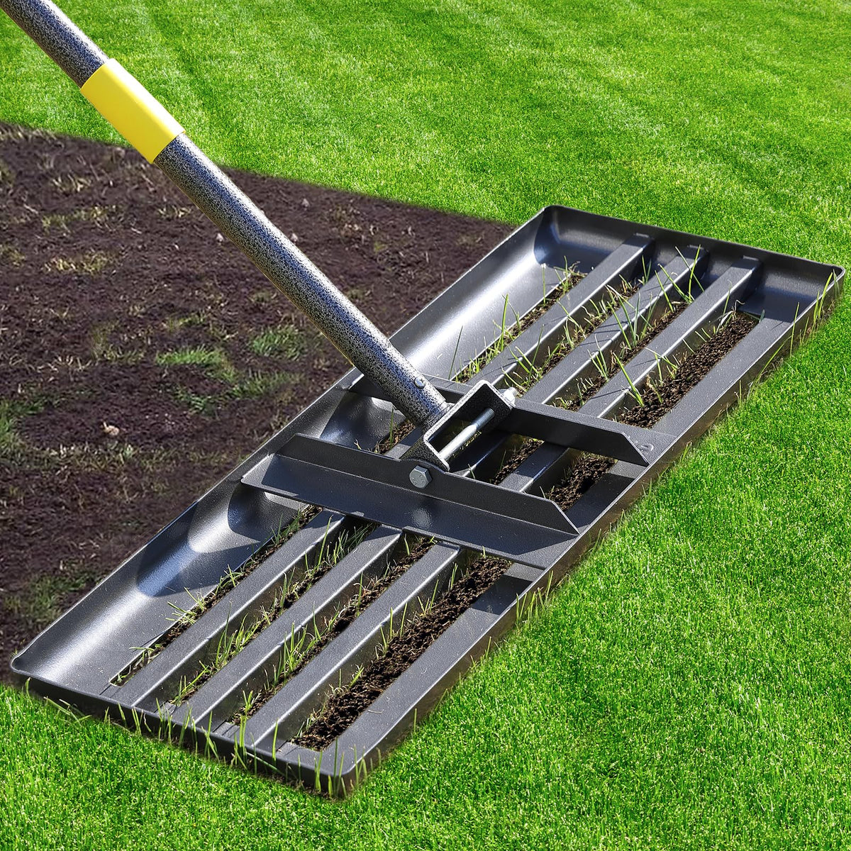 Cogardenshower lawn leveling rake with 30x10 ground plate for precise soil leveling