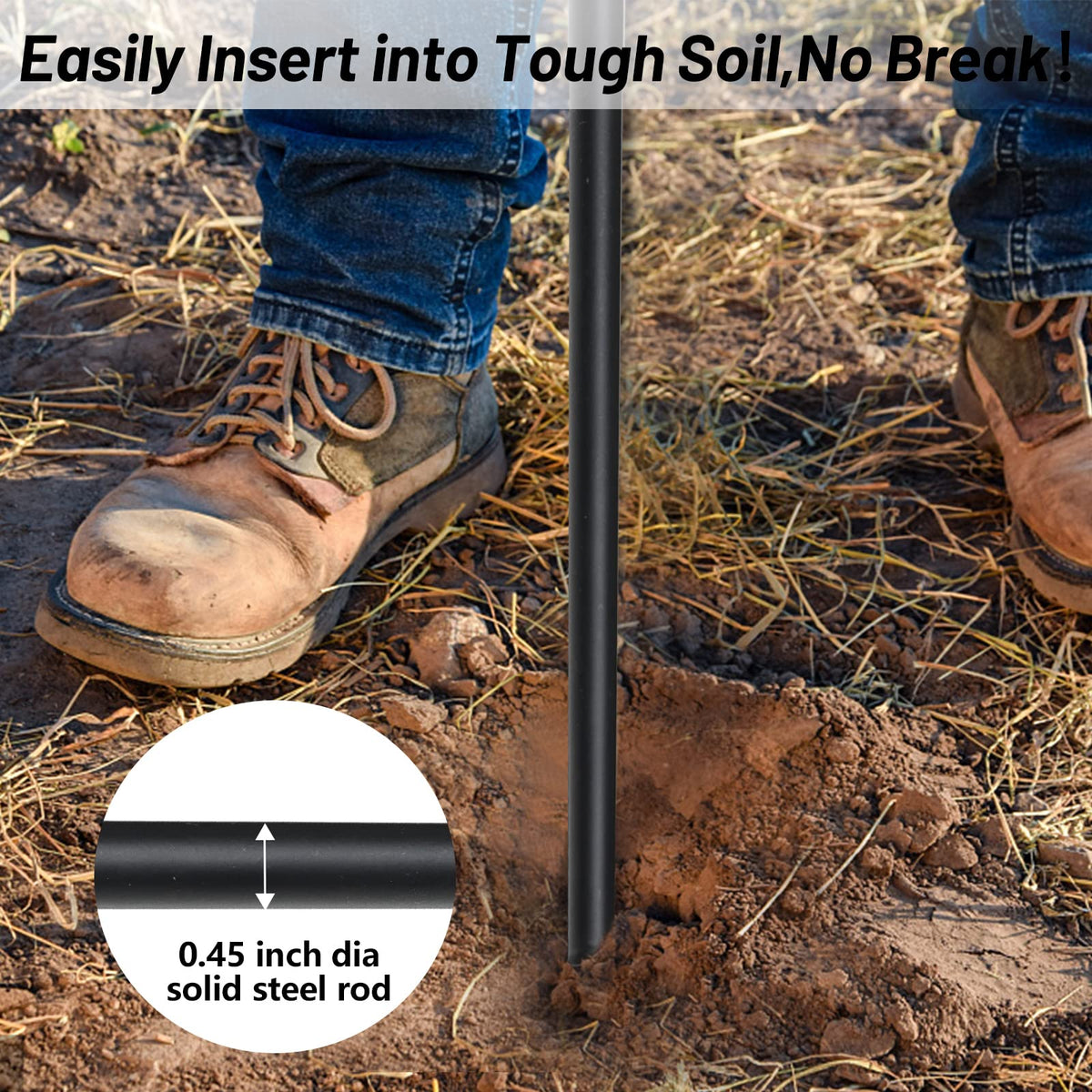 Cogardenshower 0-45 inch steel shaft resists bending during probing.