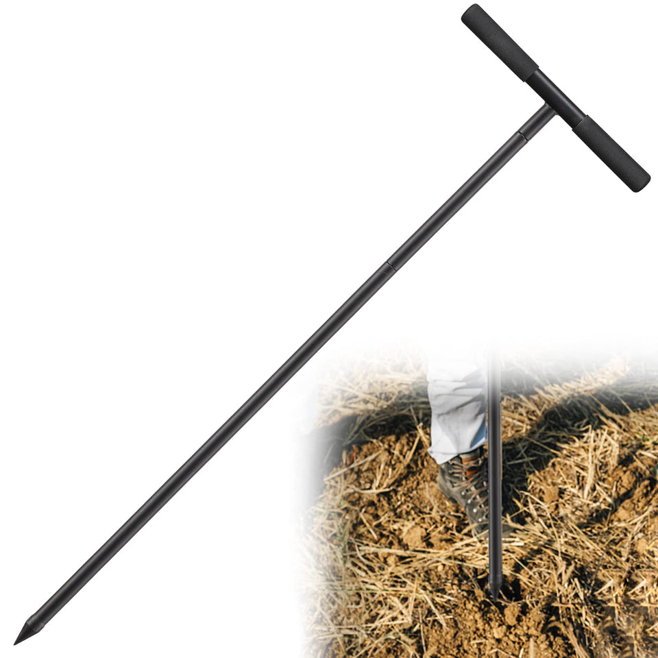 Cogardenshower metal soil probe rod with sharp tip for deep soil penetration.