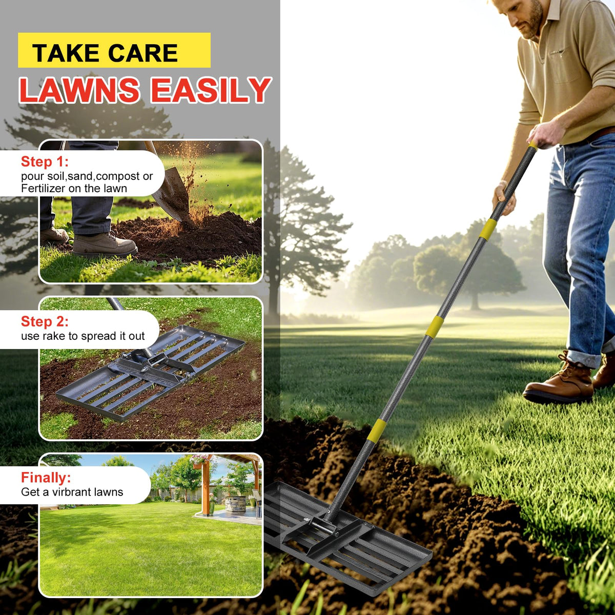 Cogardenshower smooth edge protects grass while leveling