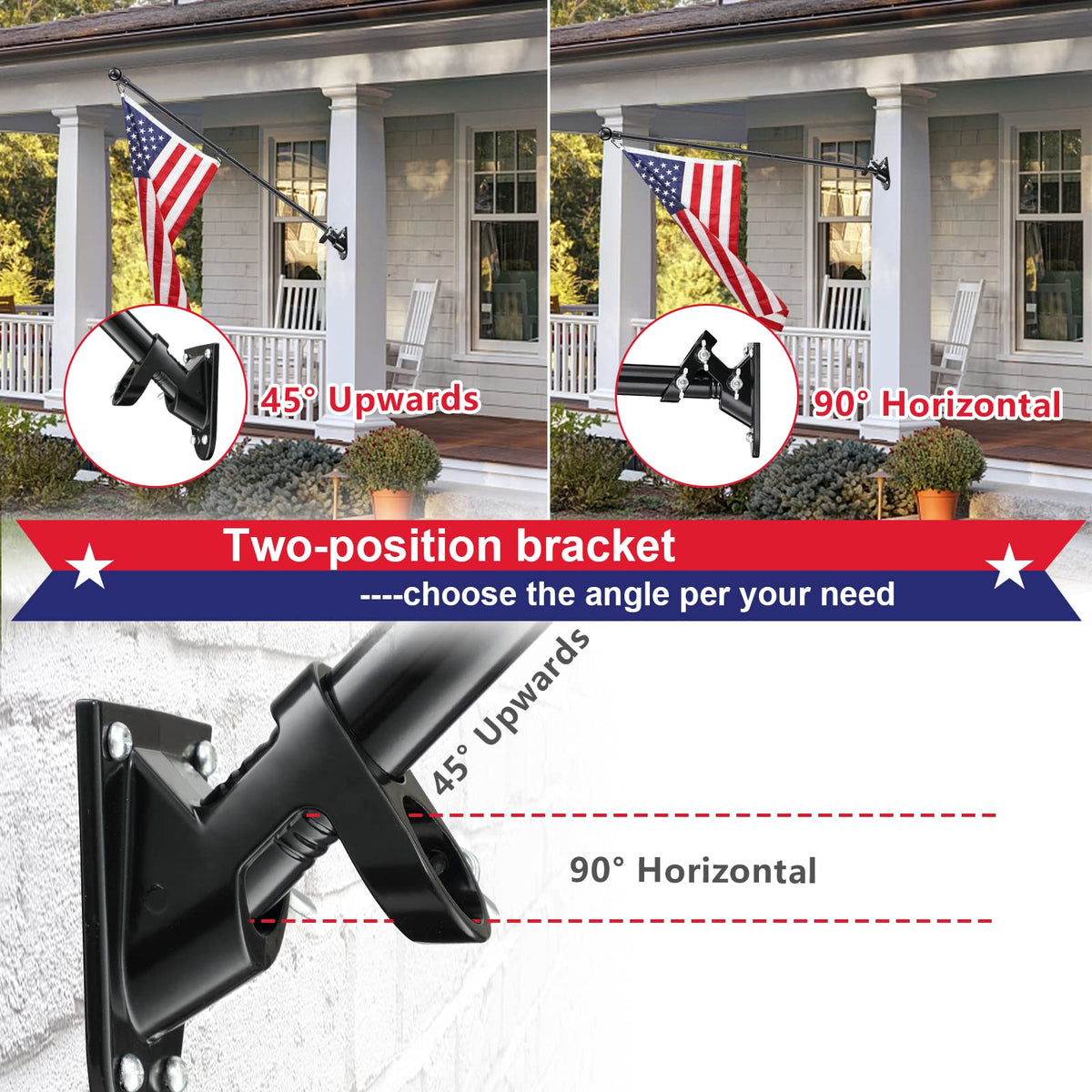 Cogardenshower tangle-free rotating flag rings ensuring smooth motion