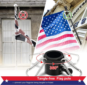 Cogardenshower tangle-free flagpole ring reduces tangling in windy days.