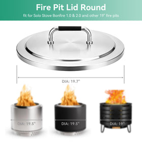 COGRICHBF 304 stainless lid fits Solo Stove Bonfire and 19-inch pits