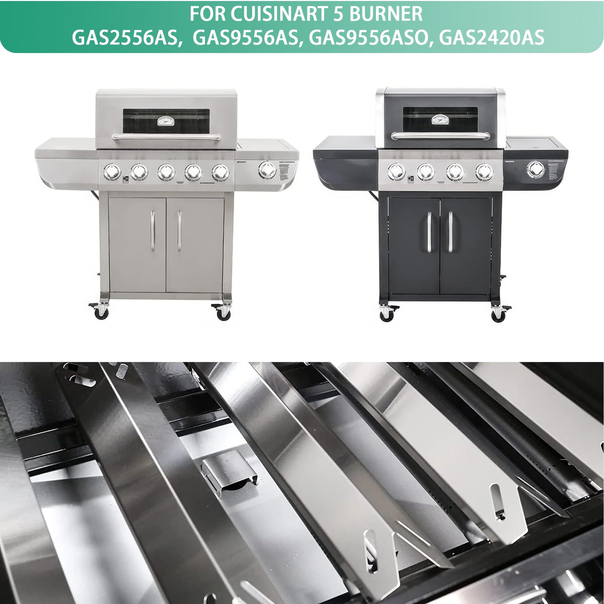 COGRICHBF grill heat plate for Cuisinart 5-burner promotes balanced heat.