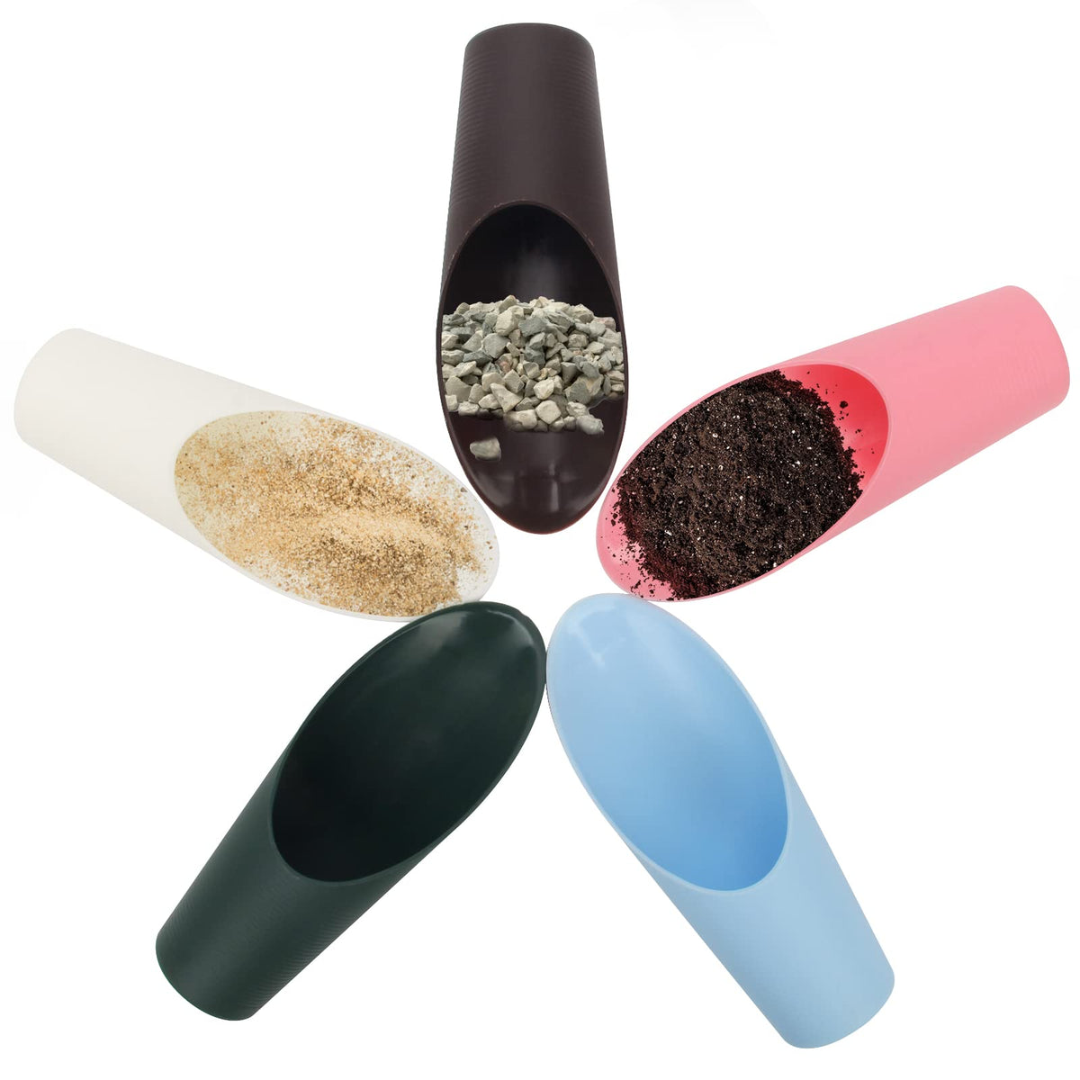 Coitak Bonsai Soil Scoops 5-pack for precise potting and small pot work.