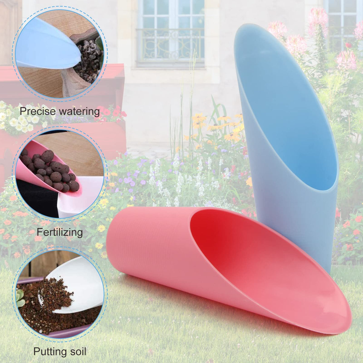 Coitak bonsai scoops with colorful handles aid color coding during planting.