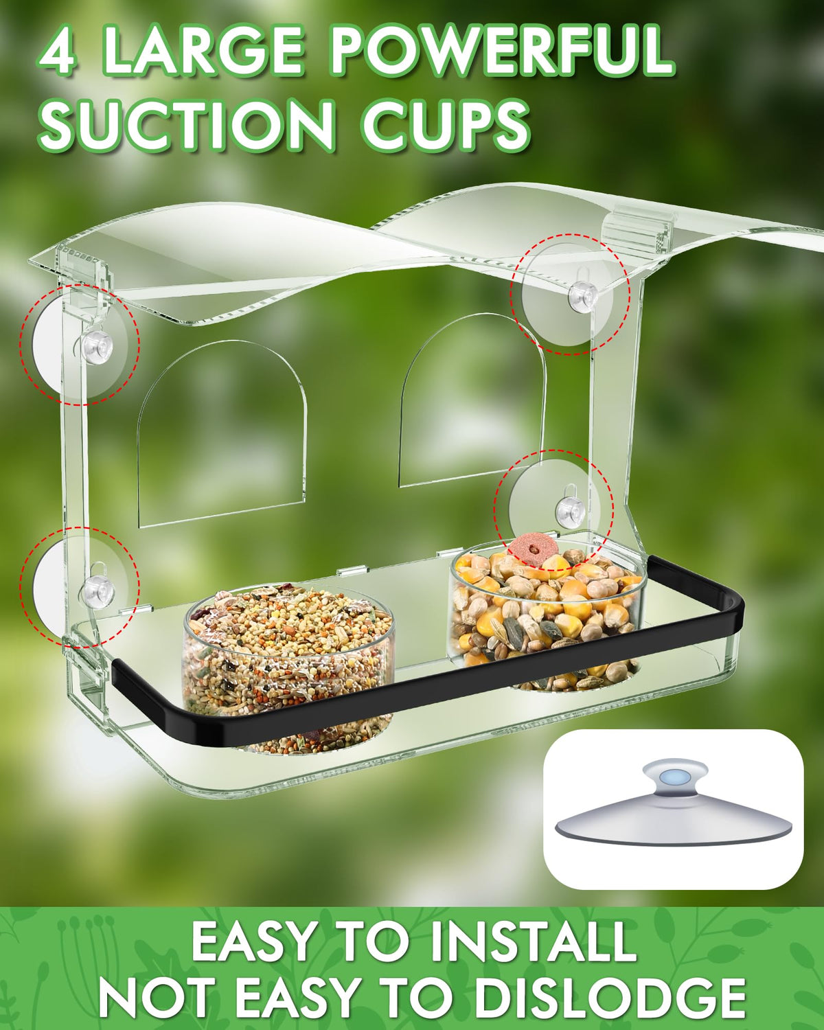 COJOSQC window bird feeder is durable and weatherproof for year-round outdoor use