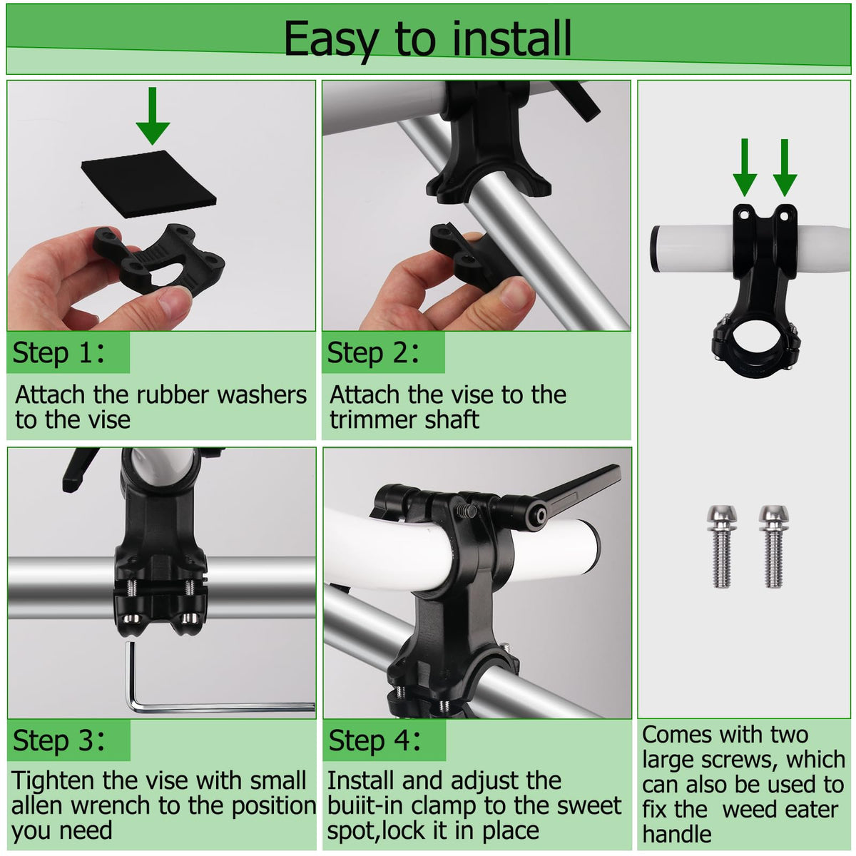 Cokacot bracket clamp keeps the grip steady on any trimmer.