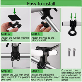 Cokacot bracket clamp keeps the grip steady on any trimmer.