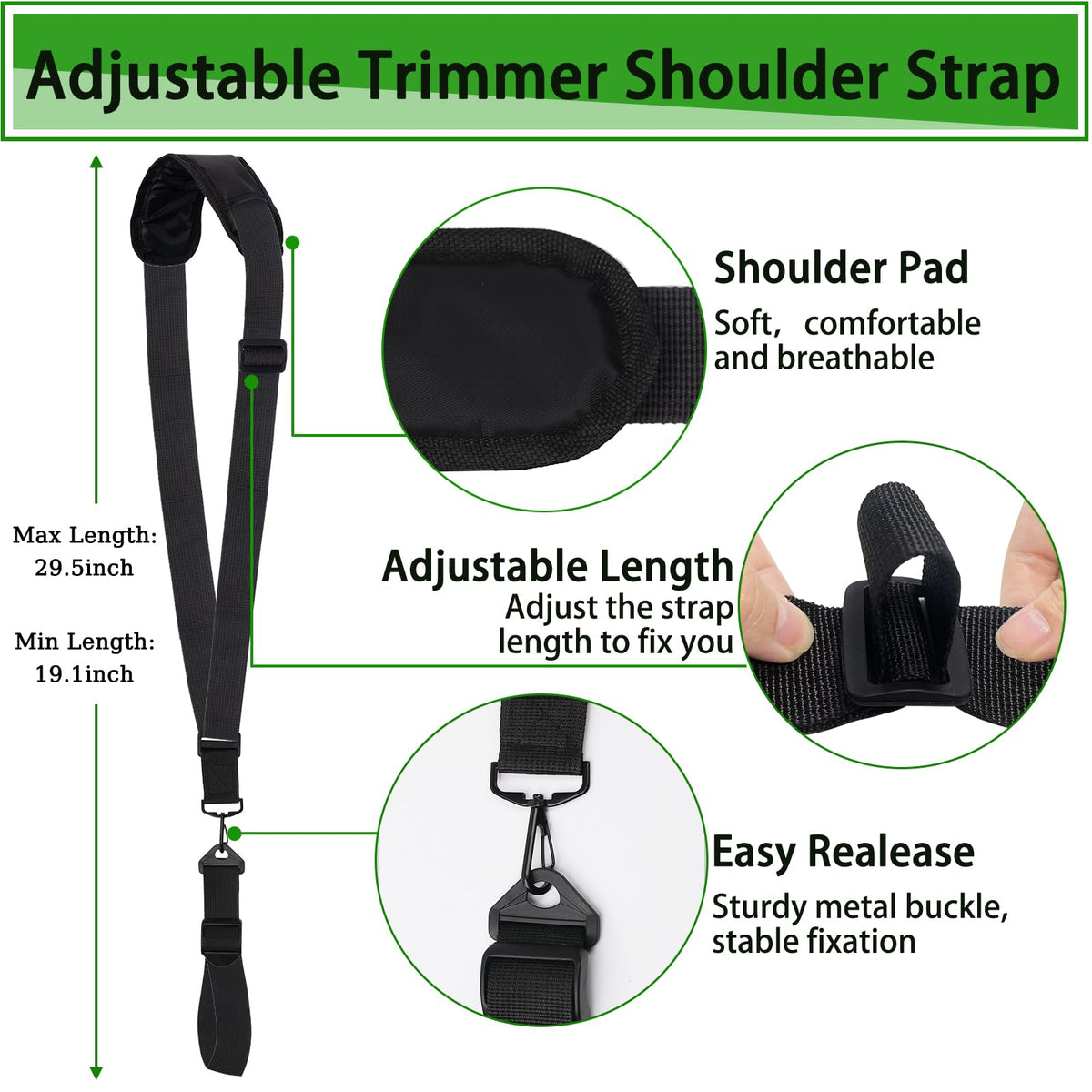 Cokacot shoulder strap harness distributes weight to reduce shoulder fatigue.