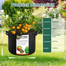 COOKIELE 7-gallon grow bags with breathable nonwoven fabric improve drainage and airflow.