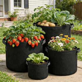 COOKIELE grow bags with widened X-stitched handles enable easy transport when loaded.