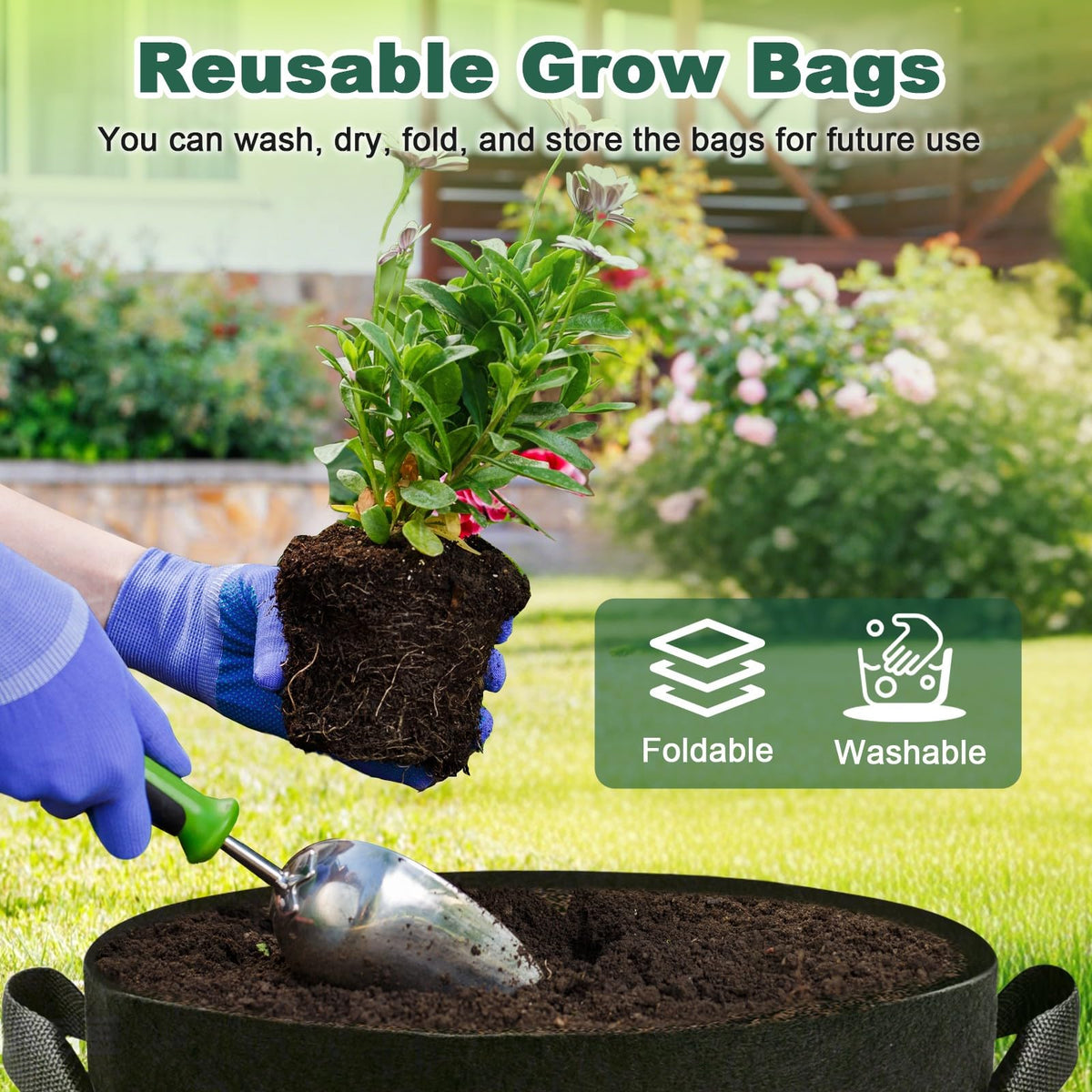 COOKIELE heavy-duty bags feature double-stitched seams for reliable daily garden use.